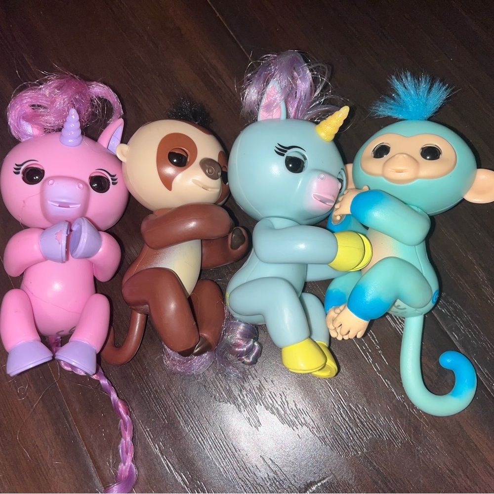 Interactive Monkey and Unicorn Set - Pink, Blue, Brown